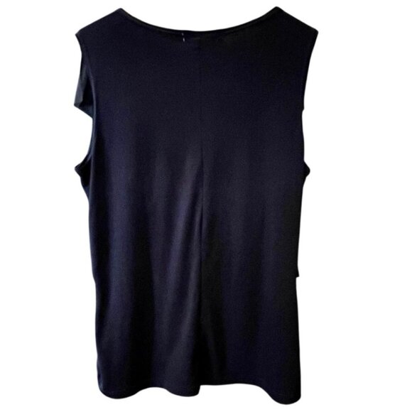 Vintage Suzie Navy Cascading Ruffle Sleeveless Top – Size S - Picture 2 of 3